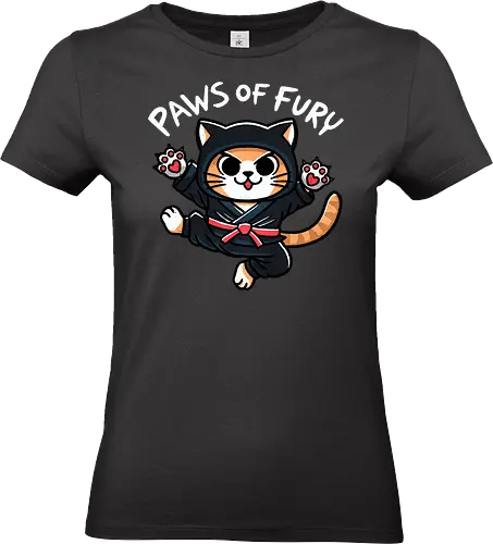 Paws of fury - clan, Japanese culture, character, animated, action, anime, cool, legend, silhouette, graphic design, feline, cute, playful, domestic cat, black cat, white cat, tabby, mammal, purring, meow, cat lover, Paws of fury, cat, cat, kitten, ninja, martial arts, stealth, fighting, samurai, warrior, pet, animal - Standard T-Shirt (Frauen)