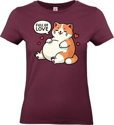 Full of love cat - fat, love, valentines, fat cat, cat, cute, pet, animal, feline, funny, chubby, illustration, adorable, whimsical, domestic cat, pet lover, cartoon, cat art, day, love, romance, affection, heart, couple, relationship, valentine, passion, emotional, togetherness, friendship, kindness, sentiment, cute, adoration - Standard T-Shirt (Frauen)