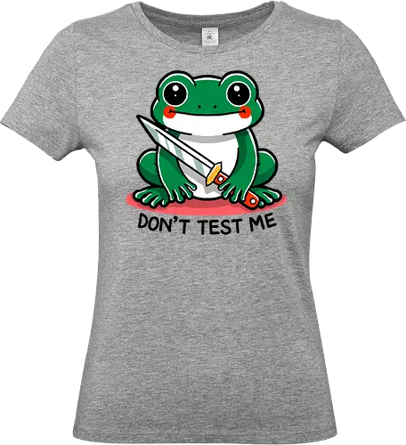 Don't test me - frog, animal, nature, green, wildlife, reptile, amphibian, cute, funny, pond, character, cartoon, illustration, knife, aggresive frog, eco, environment - Standard T-Shirt (Frauen)