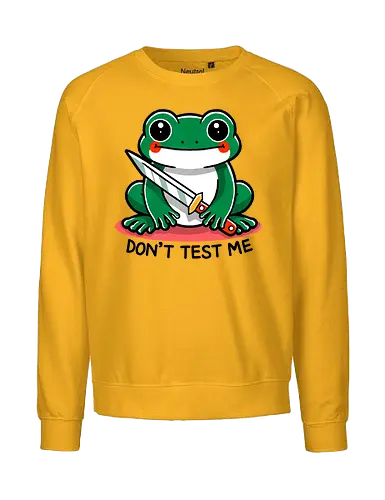Don't test me - frog, animal, nature, green, wildlife, reptile, amphibian, cute, funny, pond, character, cartoon, illustration, knife, aggresive frog, eco, environment - Fairtrade Sweatshirt