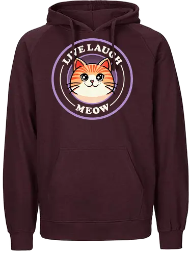 Live laugh meow - love, laugh, meow, cat, pet, cute, funny, joy, happiness, playful, feline, whiskers, kitten, animal, pet lover - Fairtrade Hoodie