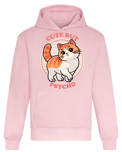 Cute but psycho - sweet, charming, psycho, psychology, mental health, mind, emotional, abstract, character, art, cute, adorable, illustration, dark art, crazy, portrait, surreal, conceptual, trippy, lovable, pleasing, endearing, kawaii, whimsical, playful, precious, fun, delightful, friendly, happy, cat, sassy - Heavyweight Hoodie