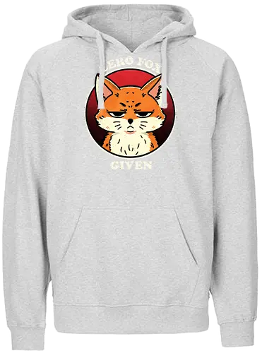 Zero fox given - zero fox given, fox, pun, wildlife, sarcastic, gift for her, funny fox, sassy fox, illustration, graphic design, animal art, snarky, humor, quirky, art prints - Fairtrade Hoodie