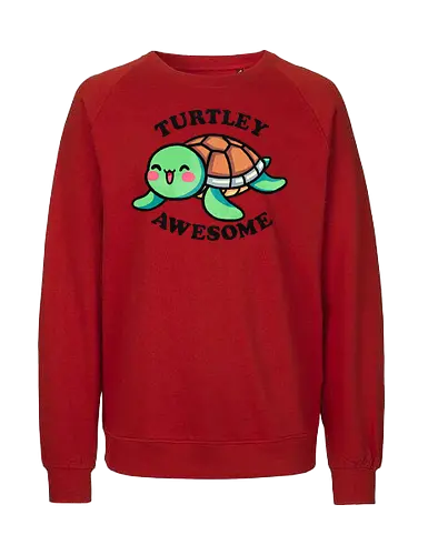 Turtley awesome - turtle, sea turtle, marine life, wildlife, ocean, aquatic, nature, animal, awesome, great, fantastic, cool, amazing, incredible, wow, unbelievable, epic, remarkable, impressive, inspiring, creative, brilliant, original, reptile, shell, tropical, cute, ocean life, environment, punny, pun, funny - Fairtrade Sweatshirt