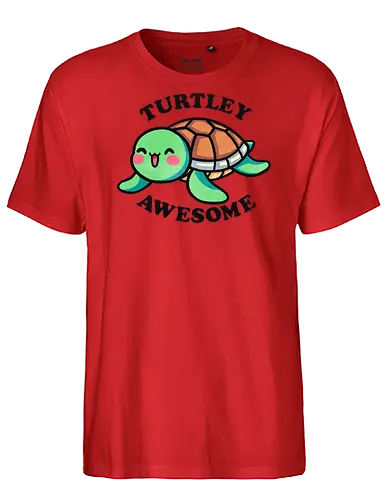 Turtley awesome - turtle, sea turtle, marine life, wildlife, ocean, aquatic, nature, animal, awesome, great, fantastic, cool, amazing, incredible, wow, unbelievable, epic, remarkable, impressive, inspiring, creative, brilliant, original, reptile, shell, tropical, cute, ocean life, environment, punny, pun, funny - Fairtrade T-Shirt