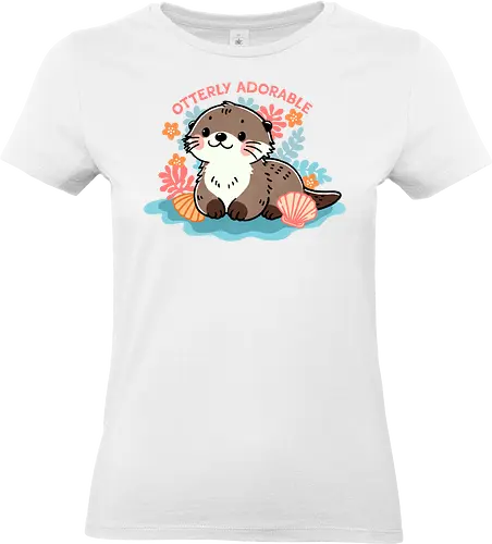 Otterly adorable - cute, funny, furry, character, pun, punny, puns, fun, funny, otter, adorable, cute, animal, sea, mammal, water, playful, nature, wildlife, ocean, illustration - Standard T-Shirt (Frauen)