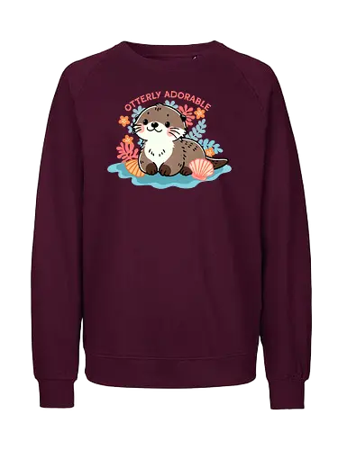 Otterly adorable - cute, funny, furry, character, pun, punny, puns, fun, funny, otter, adorable, cute, animal, sea, mammal, water, playful, nature, wildlife, ocean, illustration - Fairtrade Sweatshirt