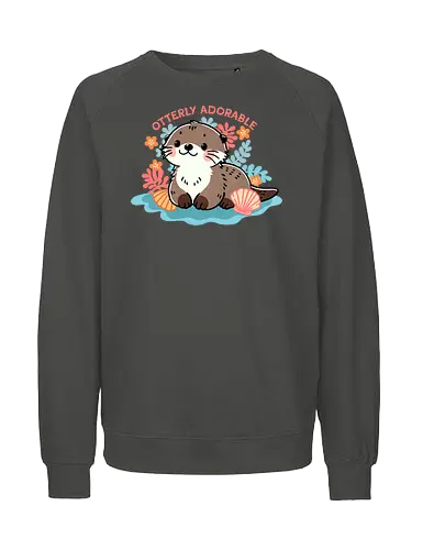 Otterly adorable - cute, funny, furry, character, pun, punny, puns, fun, funny, otter, adorable, cute, animal, sea, mammal, water, playful, nature, wildlife, ocean, illustration - Fairtrade Sweatshirt