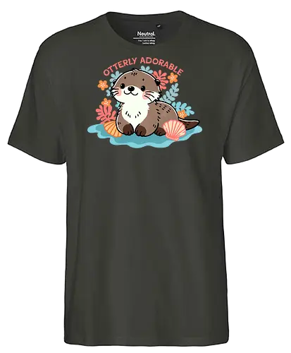 Otterly adorable - cute, funny, furry, character, pun, punny, puns, fun, funny, otter, adorable, cute, animal, sea, mammal, water, playful, nature, wildlife, ocean, illustration - Fairtrade T-Shirt