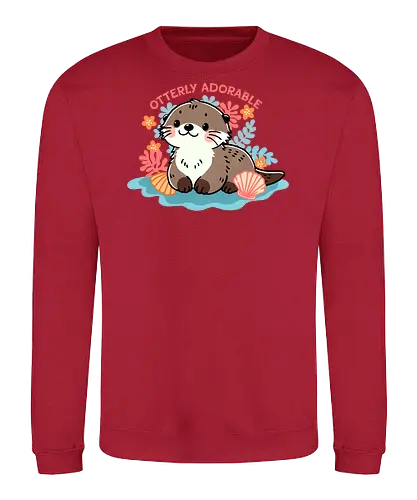 Otterly adorable - cute, funny, furry, character, pun, punny, puns, fun, funny, otter, adorable, cute, animal, sea, mammal, water, playful, nature, wildlife, ocean, illustration - Sweatshirt