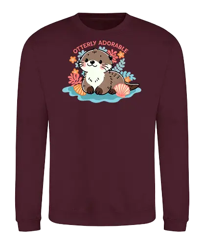 Otterly adorable - cute, funny, furry, character, pun, punny, puns, fun, funny, otter, adorable, cute, animal, sea, mammal, water, playful, nature, wildlife, ocean, illustration - Sweatshirt