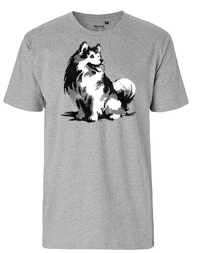 Sumi-e Pup - nature, canine, puppy, illustration, dog lover, Tokyo, happy, playful, traditional, ink, sumie, sumi-e, inked, japan, dog, Japanese, pet, animal, cute dog - Fairtrade T-Shirt