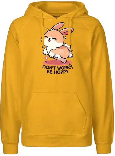 Be hoppy Rabbit  - rabbit, hop, bunny, animal, cute, nature, pets, easter, illustration, funny, cartoon, wildlife, grass, playful, spring - Fairtrade Hoodie