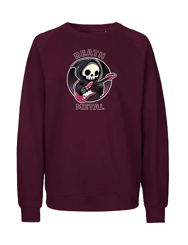 Death metal - cute, grim reaper, guitar, death metal, metal music, heavy metal, band, screaming, music genre, rock, album cover, music fan, dark, violent, concert, lyrics, headbanging - Fairtrade Sweatshirt