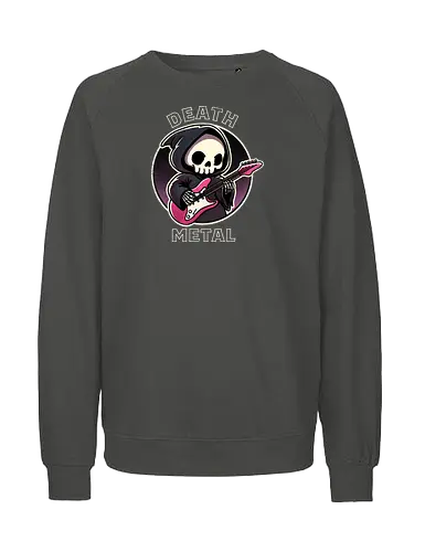 Death metal - cute, grim reaper, guitar, death metal, metal music, heavy metal, band, screaming, music genre, rock, album cover, music fan, dark, violent, concert, lyrics, headbanging - Fairtrade Sweatshirt