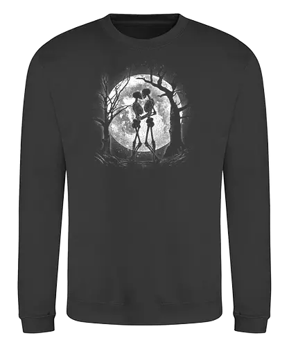 Moonlight Lovers - undead, zombie, horror, creepy, Paranormal, gothic, dark, monsters, skull, death, nightmare, occult, dreamy, couple, cosmic, sentimental, mythology, fantasy, creature, moon, love, romance, night, sky, stars, celestial, heart, astrology, nature, whimsical - Sweatshirt