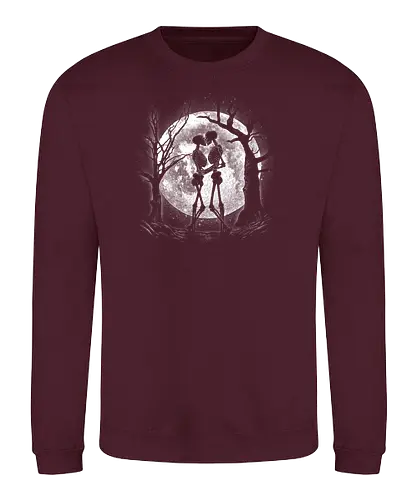 Moonlight Lovers - undead, zombie, horror, creepy, Paranormal, gothic, dark, monsters, skull, death, nightmare, occult, dreamy, couple, cosmic, sentimental, mythology, fantasy, creature, moon, love, romance, night, sky, stars, celestial, heart, astrology, nature, whimsical - Sweatshirt