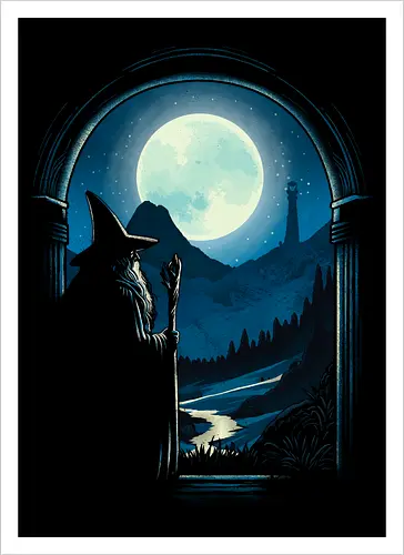 Journey beginning - Wizard, fantasy, magic, magician, fictional character, sorcerer, adventure, epic, mythical, cinematic - Kunstdruck