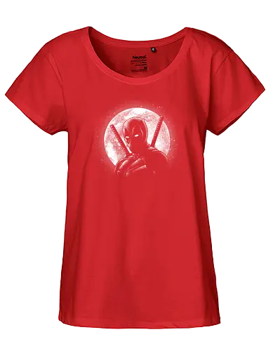 Moonlight Merc - Antihero, moon, comics, superhero, antihero, funny, action, red, costume, space, galaxy, comic book, graphic novel, pop culture - Fairtrade Girl Shirt