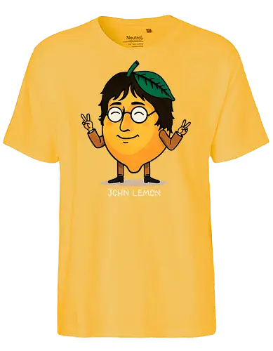 John Lemon - puns, pun, fruit, john lennon, lemon, music, musician, legend, icon, psychedelic, rock, beatles, pop art, illustration, retro, portrait, yellow, creative - Fairtrade T-Shirt