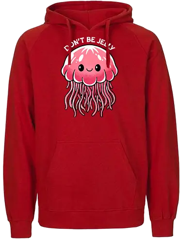 Don't be Jelly - jellyfish, jealous, ocean, marine life, underwater, sea creature, aquatic, tentacles, nature, colorful, sea, wildlife, illustration, art, whimsical - Fairtrade Hoodie