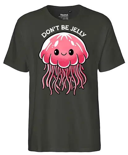 Don't be Jelly - jellyfish, jealous, ocean, marine life, underwater, sea creature, aquatic, tentacles, nature, colorful, sea, wildlife, illustration, art, whimsical - Fairtrade T-Shirt