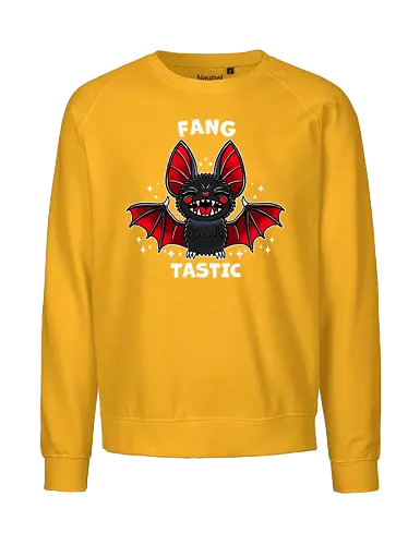 Fangtastic Bat - bat, fantasy, halloween, creature, mythical, spooky, illustration, dark, cute, fangs, whimsical, animal, gothic, night, vector - Fairtrade Sweatshirt