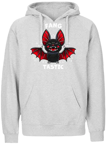 Fangtastic Bat - bat, fantasy, halloween, creature, mythical, spooky, illustration, dark, cute, fangs, whimsical, animal, gothic, night, vector - Fairtrade Hoodie