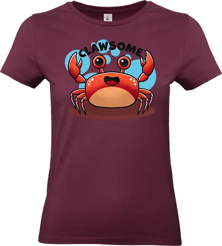 Clawsome Crab  - crab, awesome, seafood, ocean, marine life, beach, funny crab, colorful crab, sea creature, aquatic art, tropical, beach life, animal illustration, crustacean, nature, punny, pun, funny - Standard T-Shirt (Frauen)