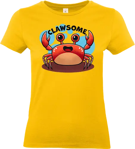 Clawsome Crab  - crab, awesome, seafood, ocean, marine life, beach, funny crab, colorful crab, sea creature, aquatic art, tropical, beach life, animal illustration, crustacean, nature, punny, pun, funny - Standard T-Shirt (Frauen)