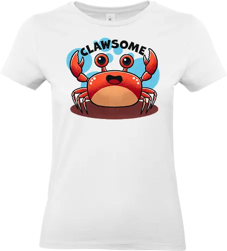 Clawsome Crab  - crab, awesome, seafood, ocean, marine life, beach, funny crab, colorful crab, sea creature, aquatic art, tropical, beach life, animal illustration, crustacean, nature, punny, pun, funny - Standard T-Shirt (Frauen)
