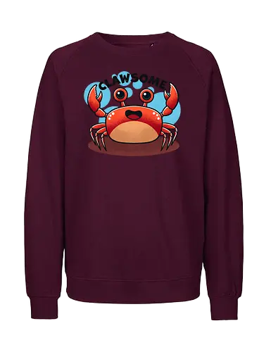 Clawsome Crab  - crab, awesome, seafood, ocean, marine life, beach, funny crab, colorful crab, sea creature, aquatic art, tropical, beach life, animal illustration, crustacean, nature, punny, pun, funny - Fairtrade Sweatshirt