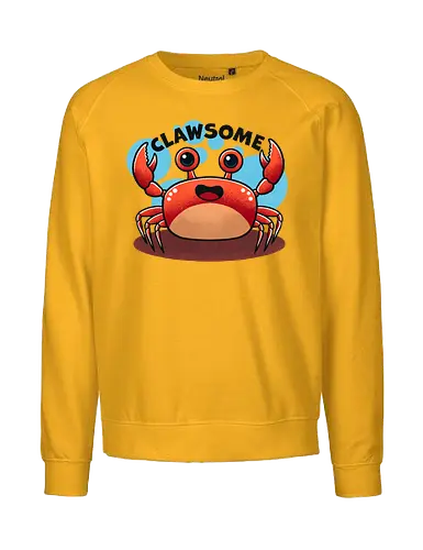 Clawsome Crab  - crab, awesome, seafood, ocean, marine life, beach, funny crab, colorful crab, sea creature, aquatic art, tropical, beach life, animal illustration, crustacean, nature, punny, pun, funny - Fairtrade Sweatshirt
