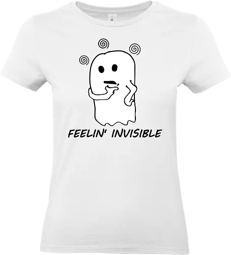 Feeling Invisible (Unsichtbar fühlen) - Geist, unsichtbar, süß, Cartoon, minimalistisch, emotional, nachdenklich, spooky, Gespenst, süßer Geist, einzigartig, verspielt, cute, kawaii, niedlich, charmant, gruselig, Gefühle, lustig, relatable, Halloween, Spuk - Standard T-Shirt (Frauen)