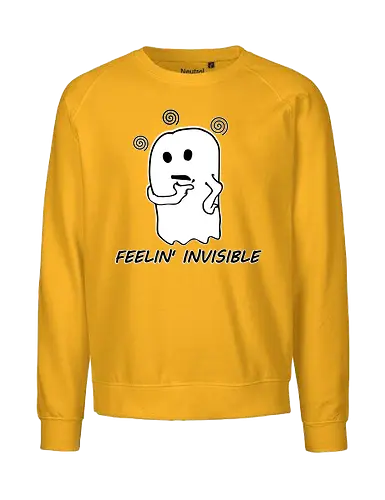 Feeling Invisible (Unsichtbar fühlen) - Geist, unsichtbar, süß, Cartoon, minimalistisch, emotional, nachdenklich, spooky, Gespenst, süßer Geist, einzigartig, verspielt, cute, kawaii, niedlich, charmant, gruselig, Gefühle, lustig, relatable, Halloween, Spuk - Fairtrade Sweatshirt