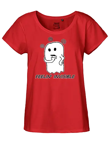 Feeling Invisible (Unsichtbar fühlen) - Geist, unsichtbar, süß, Cartoon, minimalistisch, emotional, nachdenklich, spooky, Gespenst, süßer Geist, einzigartig, verspielt, cute, kawaii, niedlich, charmant, gruselig, Gefühle, lustig, relatable, Halloween, Spuk - Fairtrade Girl Shirt