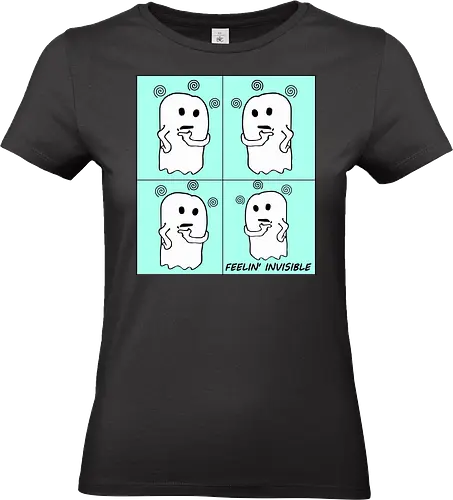 Feeling Invisibile - Comics Version (Unsichtbar fühlen) - Geist, unsichtbar, süß, Cartoon, minimalistisch, niedlich, charmant, gruselig, Gefühle, lustig, relatable, Halloween, Spuk, emotional, nachdenklich, spooky, Gespenst, süßer Geist, einzigartig, verspielt, cute, kawaii, comics - Standard T-Shirt (Frauen)