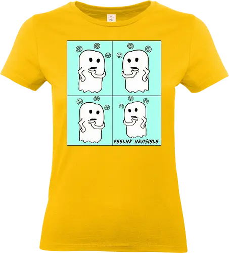 Feeling Invisibile - Comics Version (Unsichtbar fühlen) - Geist, unsichtbar, süß, Cartoon, minimalistisch, niedlich, charmant, gruselig, Gefühle, lustig, relatable, Halloween, Spuk, emotional, nachdenklich, spooky, Gespenst, süßer Geist, einzigartig, verspielt, cute, kawaii, comics - Standard T-Shirt (Frauen)