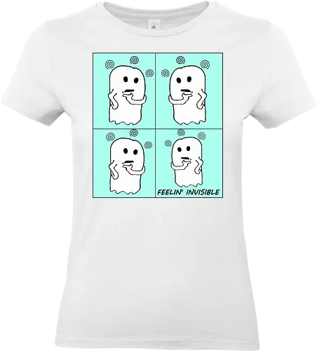 Feeling Invisibile - Comics Version (Unsichtbar fühlen) - Geist, unsichtbar, süß, Cartoon, minimalistisch, niedlich, charmant, gruselig, Gefühle, lustig, relatable, Halloween, Spuk, emotional, nachdenklich, spooky, Gespenst, süßer Geist, einzigartig, verspielt, cute, kawaii, comics - Standard T-Shirt (Frauen)