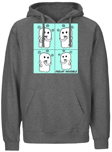 Feeling Invisibile - Comics Version (Unsichtbar fühlen) - Geist, unsichtbar, süß, Cartoon, minimalistisch, niedlich, charmant, gruselig, Gefühle, lustig, relatable, Halloween, Spuk, emotional, nachdenklich, spooky, Gespenst, süßer Geist, einzigartig, verspielt, cute, kawaii, comics - Fairtrade Hoodie
