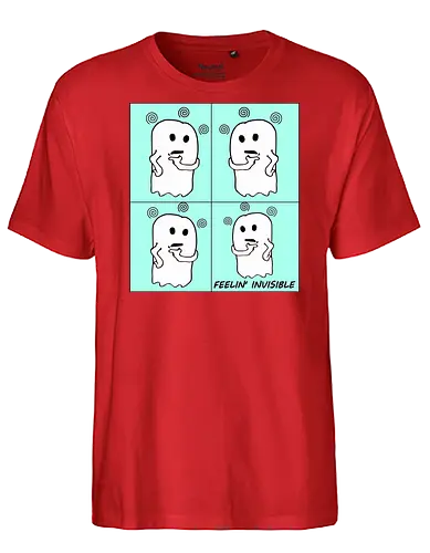 Feeling Invisibile - Comics Version (Unsichtbar fühlen) - Geist, unsichtbar, süß, Cartoon, minimalistisch, niedlich, charmant, gruselig, Gefühle, lustig, relatable, Halloween, Spuk, emotional, nachdenklich, spooky, Gespenst, süßer Geist, einzigartig, verspielt, cute, kawaii, comics - Fairtrade T-Shirt