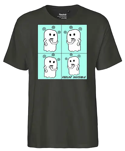 Feeling Invisibile - Comics Version (Unsichtbar fühlen) - Geist, unsichtbar, süß, Cartoon, minimalistisch, niedlich, charmant, gruselig, Gefühle, lustig, relatable, Halloween, Spuk, emotional, nachdenklich, spooky, Gespenst, süßer Geist, einzigartig, verspielt, cute, kawaii, comics - Fairtrade T-Shirt