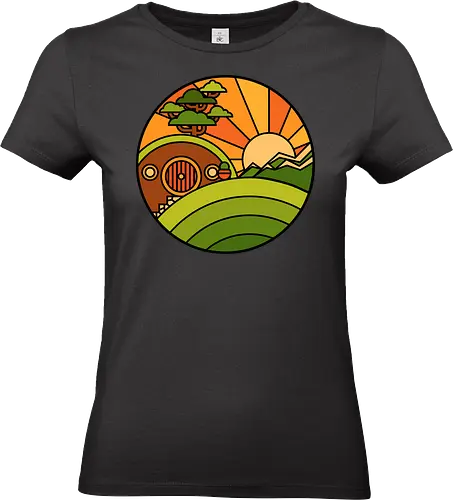 The Burrow of a Brave Little One - books, 2000s, book lover, bookworm, geek, geometric, landscape, minimalist, movies, nerd, nostalgia, reading, retro, vintage, y2k - Standard T-Shirt (Frauen)