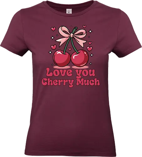 Love you Cherry Much - cherries, love, bow, hearts, stars, phrase, pink, red, playful, adornment - Standard T-Shirt (Frauen)