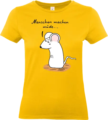 Menschen machen müde... - kunst, humorvoll, illustration, chill, vibes, statement, shirt, erschöpfung, stil, müde, maus, t-shirt, design, minimal, einzigartig, handgezeichnet, originell, selbstironie, animal, art, relax - Standard T-Shirt (Frauen)