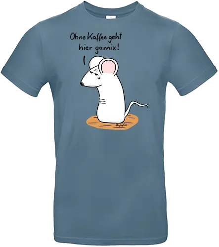Ohne Kaffee geht hier garnix! - kaffee, müde, maus, t-shirt, einzigartig, handgezeichnet, originell, selbstironie, animal, art, relax, wear, design, minimal, kunst, humorvoll, illustration, chill, vibes, statement, shirt, kaffeejunkie, morgentrend - Standard T-Shirt