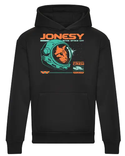 Jonesy The Space Cat - jonesy, 80s, 80s movies, alien, aliens, cat, cult movies, nostromo, retro, ripley, science fiction, scifi, space, vintage, weyland yutani - Heavyweight Hoodie