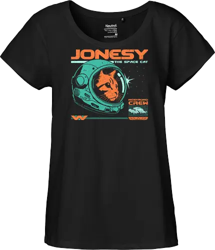 Jonesy The Space Cat - jonesy, 80s, 80s movies, alien, aliens, cat, cult movies, nostromo, retro, ripley, science fiction, scifi, space, vintage, weyland yutani - Fairtrade Girl Shirt