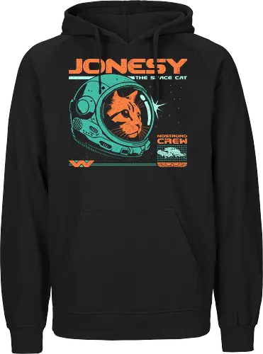 Jonesy The Space Cat - jonesy, 80s, 80s movies, alien, aliens, cat, cult movies, nostromo, retro, ripley, science fiction, scifi, space, vintage, weyland yutani - Fairtrade Hoodie