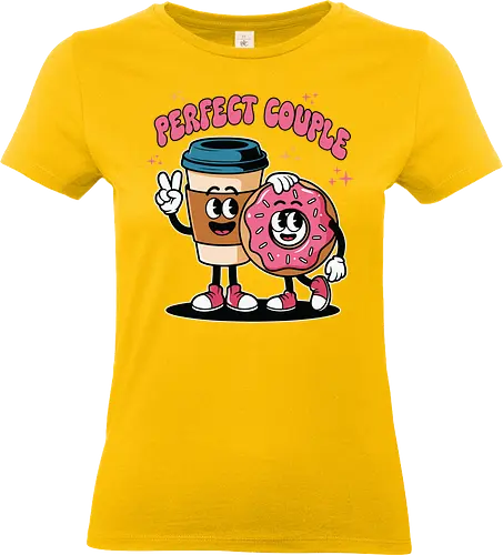 Perfect Couple - cartoon, coffee, donut, friendship, humor, food, fun, characters, cute, companionship - Standard T-Shirt (Frauen)